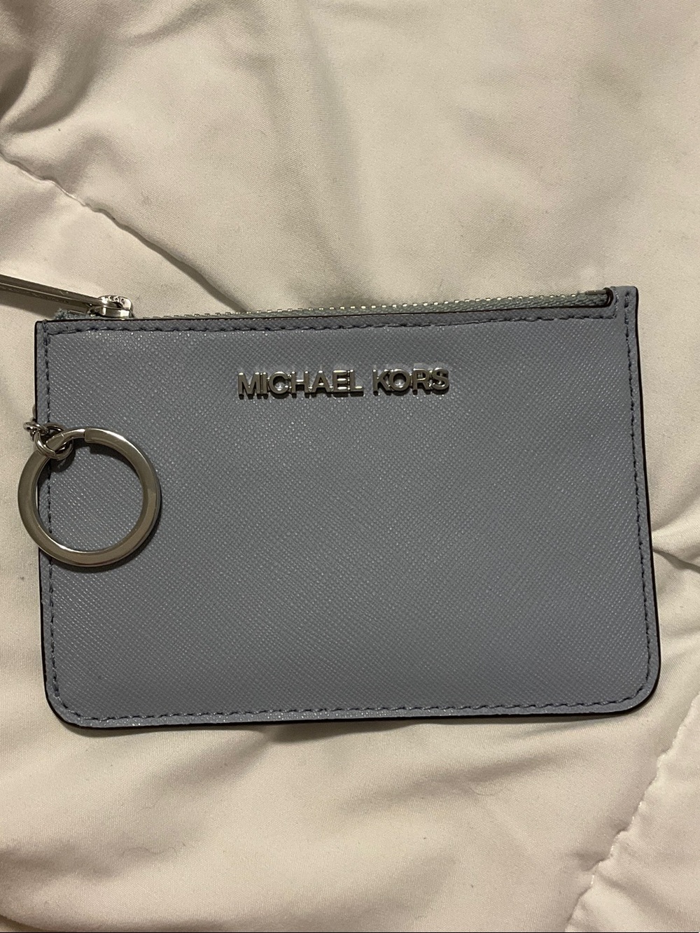 Michael Kors Pale Blue Saffiano Leather Key Card Pouch